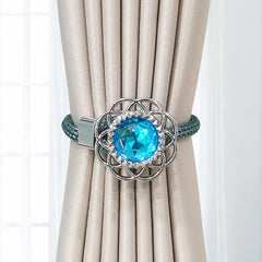 2pcs Colorful Crystal Curtain Tieback Rings Adjustable Gauze Curtain Holdback