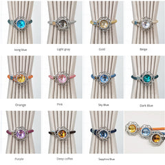 2pcs Colorful Crystal Curtain Tieback Rings Adjustable Gauze Curtain Holdback