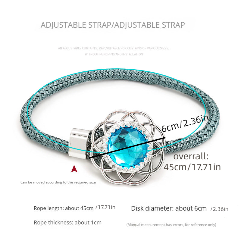 2pcs Colorful Crystal Curtain Tieback Rings Adjustable Gauze Curtain Holdback