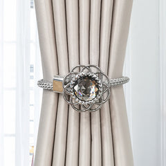 2pcs Colorful Crystal Curtain Tieback Rings Adjustable Gauze Curtain Holdback