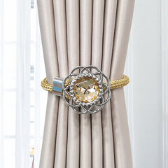 2pcs Colorful Crystal Curtain Tieback Rings Adjustable Gauze Curtain Holdback