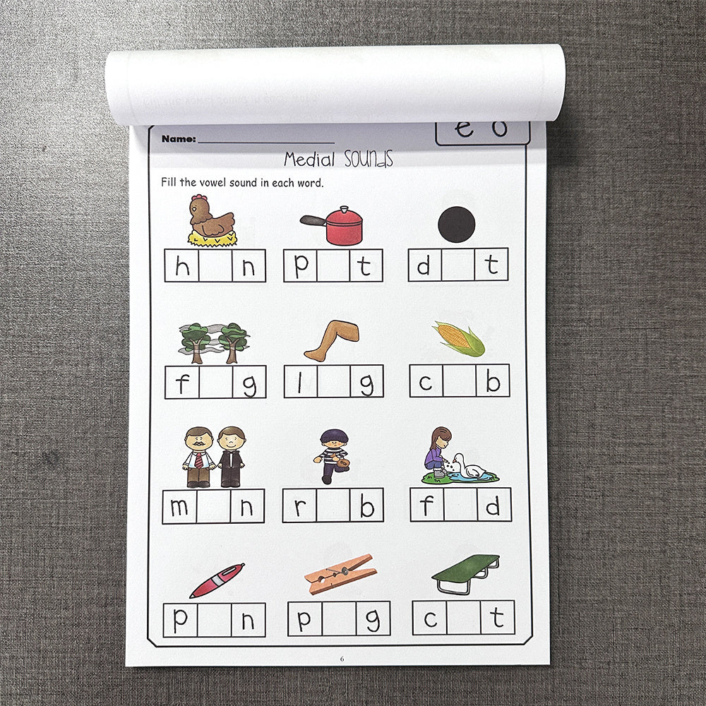 English CVC Words Phonics Learning Workbook Language Arts Skills Book