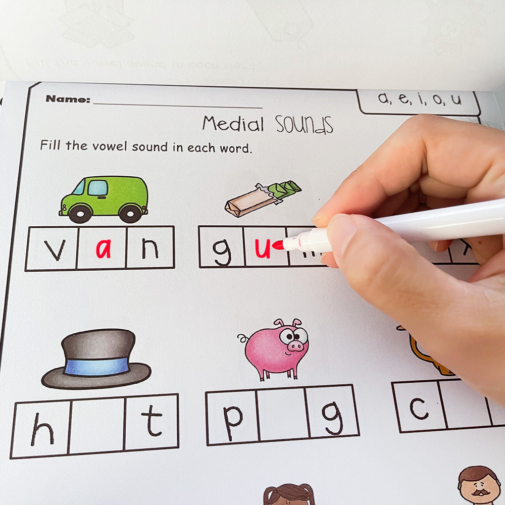 English CVC Words Phonics Learning Workbook Language Arts Skills Book