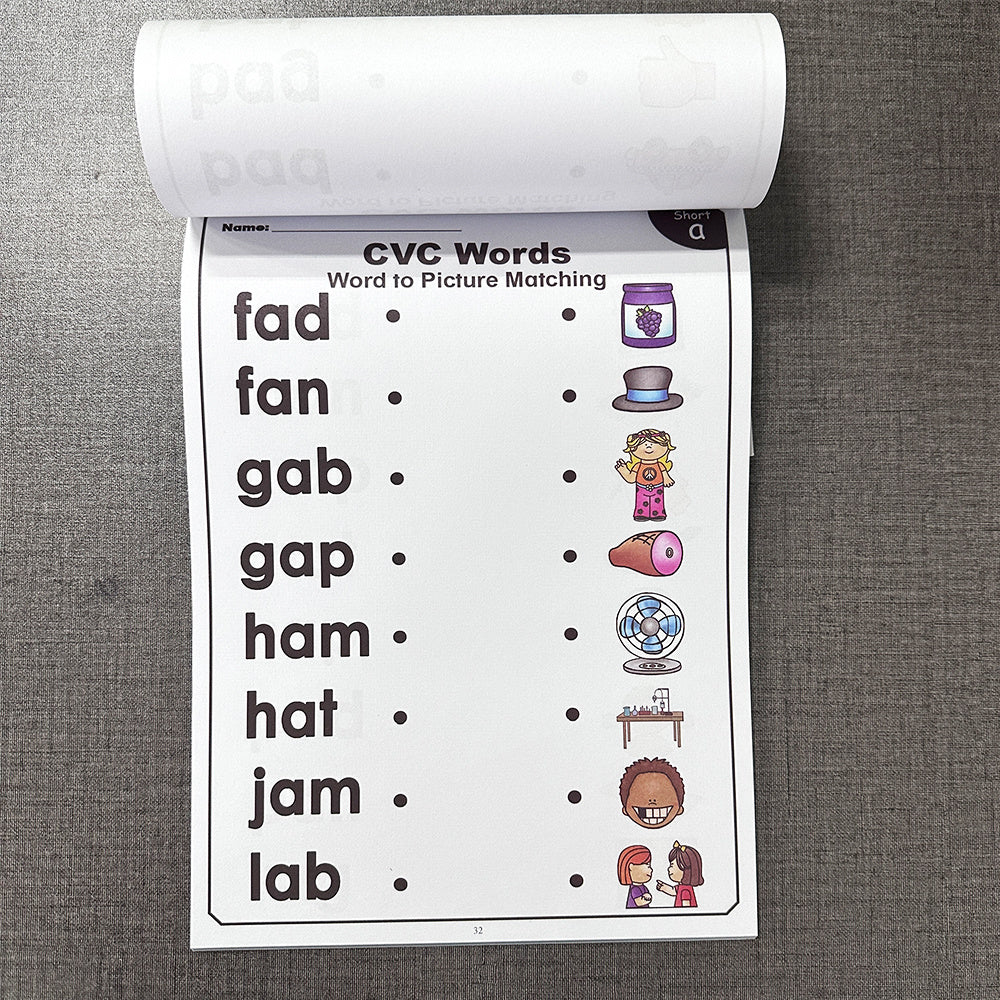 English CVC Words Phonics Learning Workbook Language Arts Skills Book