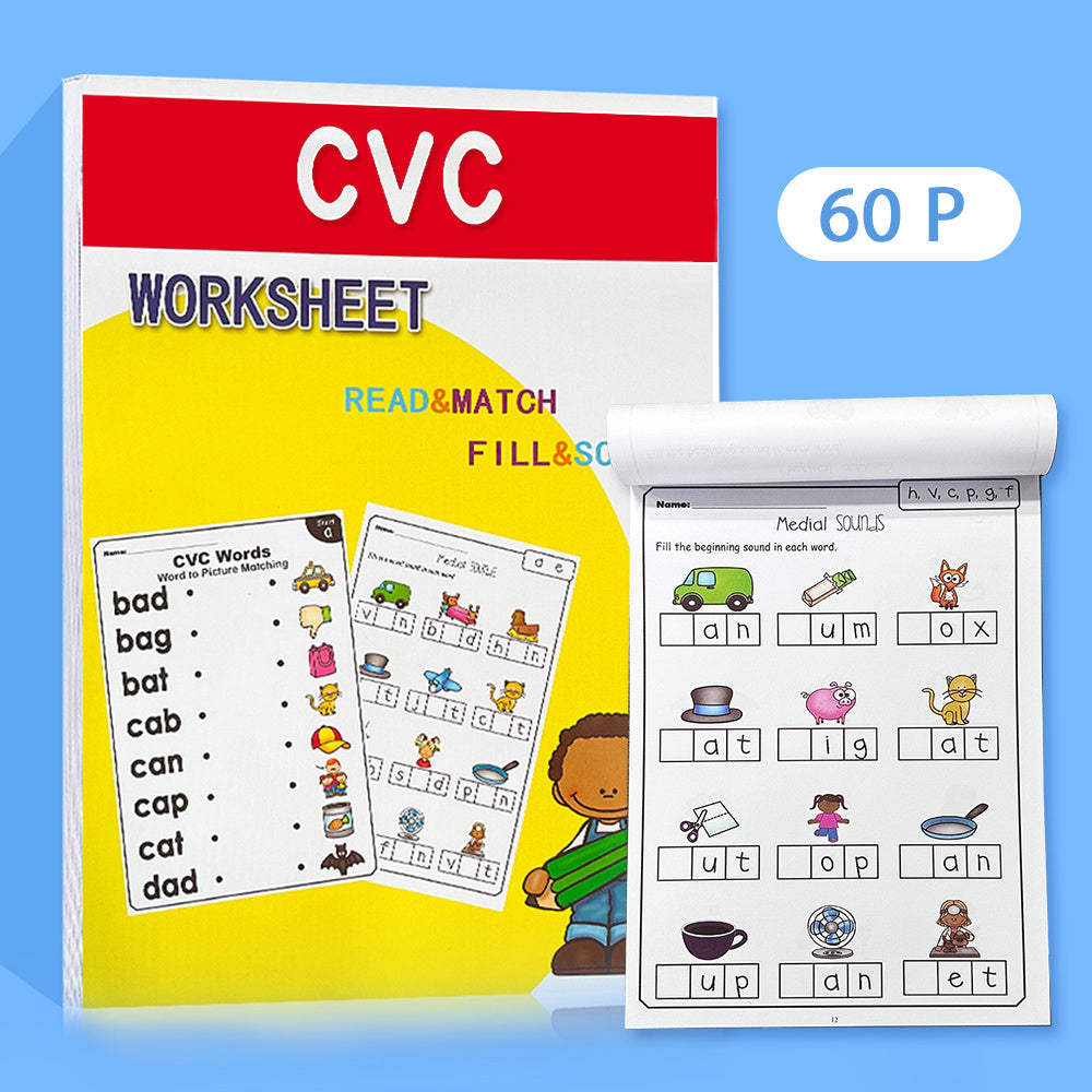 English CVC Words Phonics Learning Workbook Language Arts Skills Book