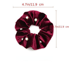 Soft Velvet Faux Pearl Scrunchies Hair Ties Hair Accessories For Girls