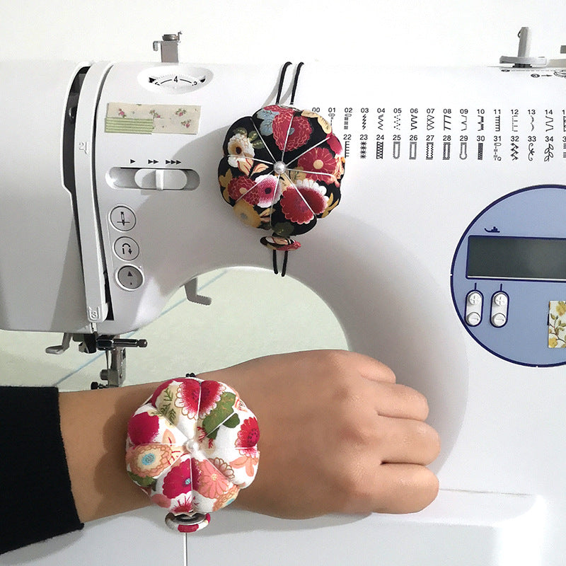 Pumpkin Shape Pin Cushion with Wrist Strap for Sewing DIY