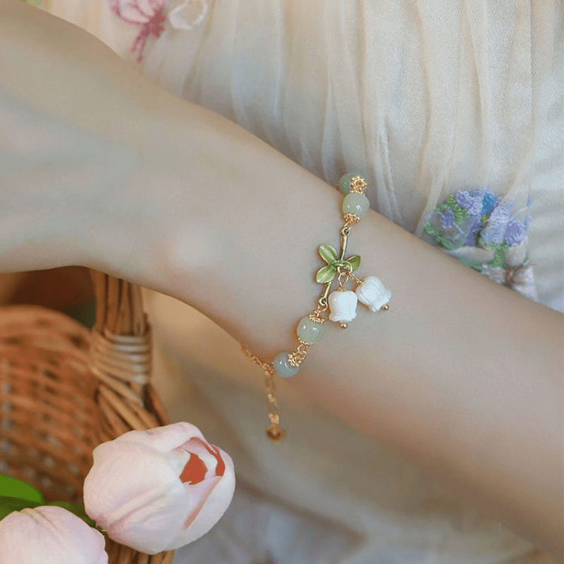 Convallaria Majalis Jade Lily Of The Valley Flower Bracelet Girls Gift