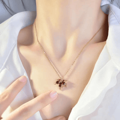 Red Maple Leaf Necklace Small Unique Light Temperament Versatile