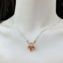Red Maple Leaf Necklace Small Unique Light Temperament Versatile