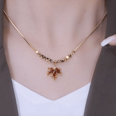 Red Maple Leaf Necklace Small Unique Light Temperament Versatile