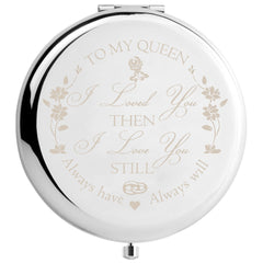 Floral Compact Mirror Roses Bridesmaid Proposal Gift Your Text Wedding Favors