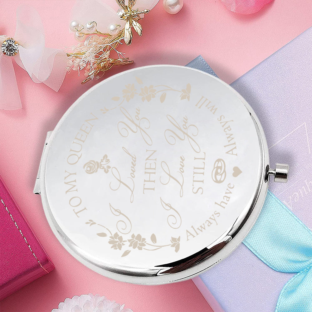 Floral Compact Mirror Roses Bridesmaid Proposal Gift Your Text Wedding Favors