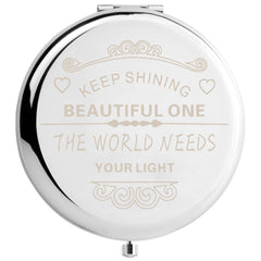 Floral Compact Mirror Roses Bridesmaid Proposal Gift Your Text Wedding Favors