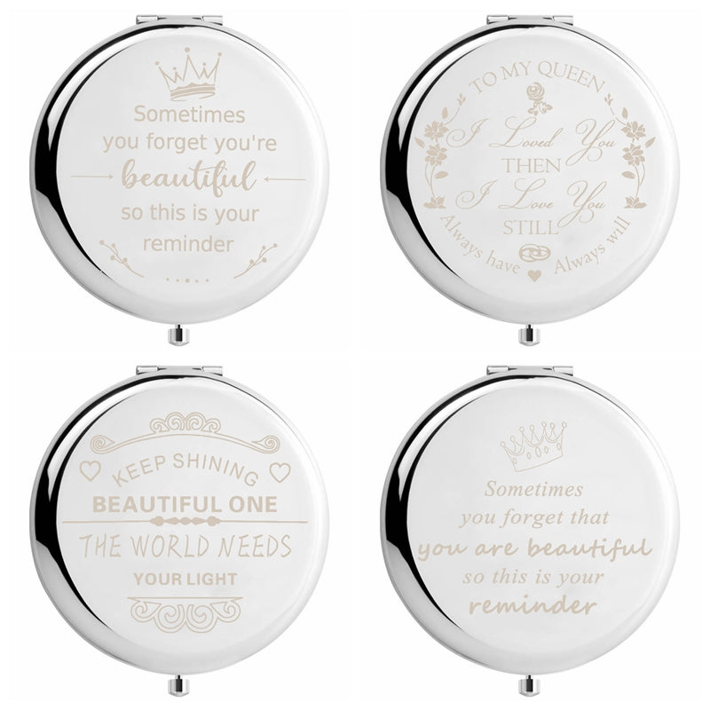 Floral Compact Mirror Roses Bridesmaid Proposal Gift Your Text Wedding Favors