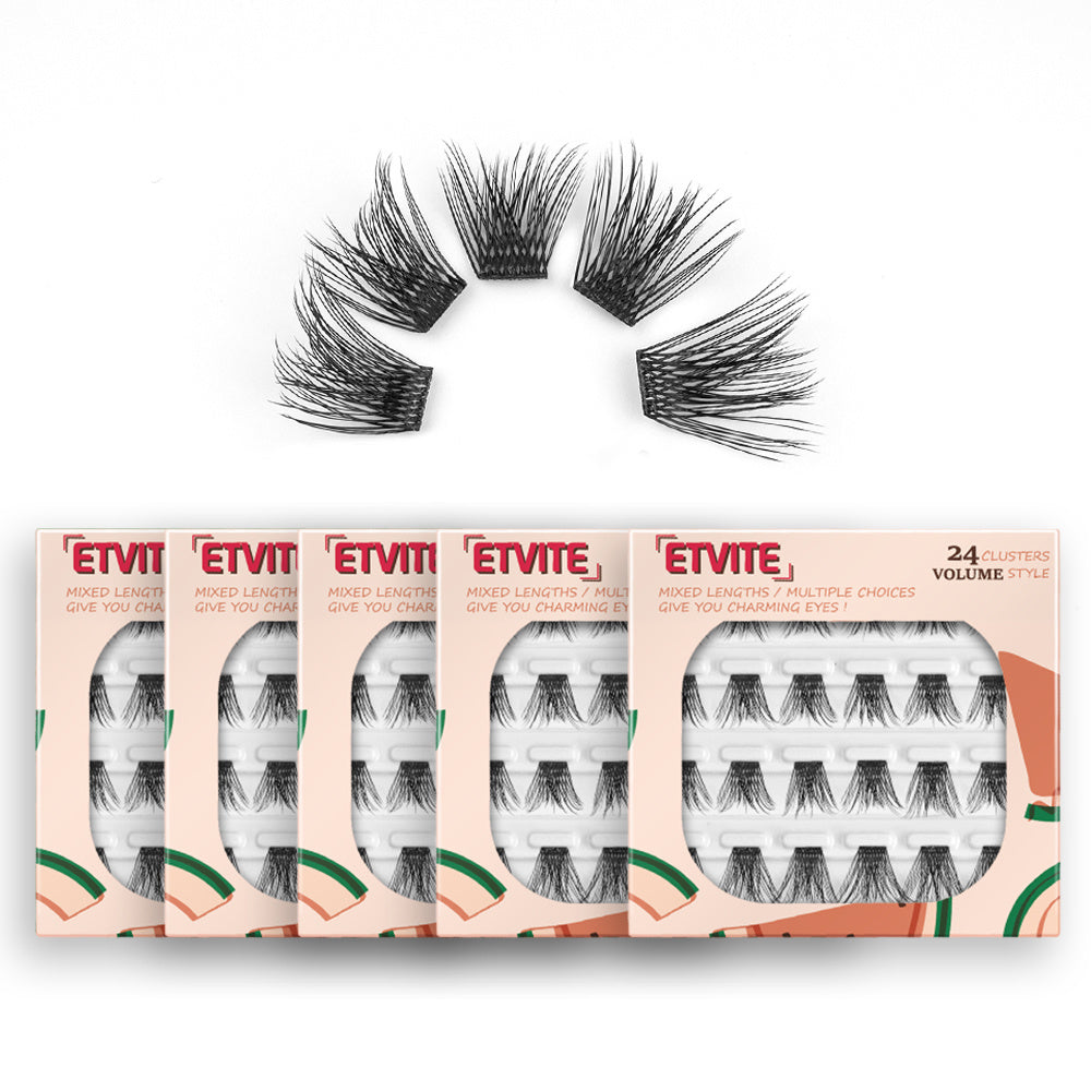 5 Boxes D Curl Cluster Mixed Style Lashes DIY Eyelash Extensions