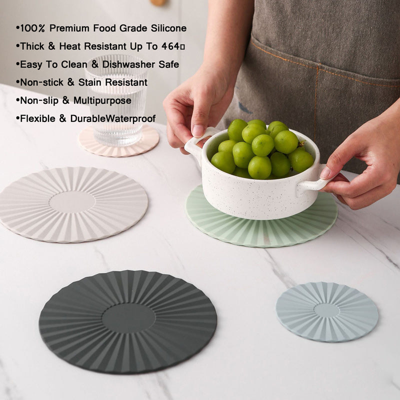 1pc Silicone Trivet Mat Heat Resistant and Flexible Hot Pads for Kitchen Counter