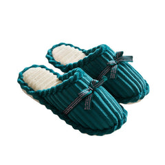 Bowknot Decor Slippers Comfortable Plush Lined Soft Sole Indoor Shoes