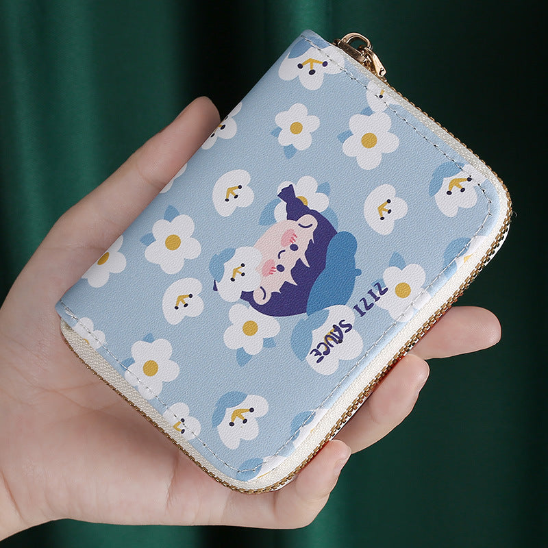 Cartoon Zipper Card Holder Money Clip Short Wallet for Girls
