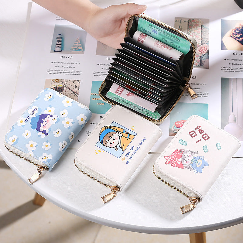 Cartoon Zipper Card Holder Money Clip Short Wallet for Girls