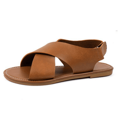 Women's Summer Flat Sandals Round Toe Buckle Casual Shoes