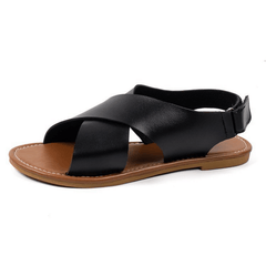 Women's Summer Flat Sandals Round Toe Buckle Casual Shoes