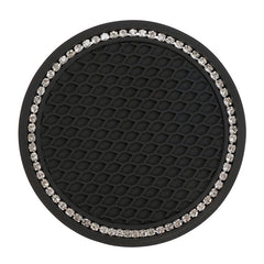 1 Pair Round Honeycomb Grid Rhinestone Car Coaster Non-slip Rubber Cup Holder