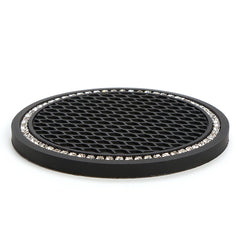 1 Pair Round Honeycomb Grid Rhinestone Car Coaster Non-slip Rubber Cup Holder