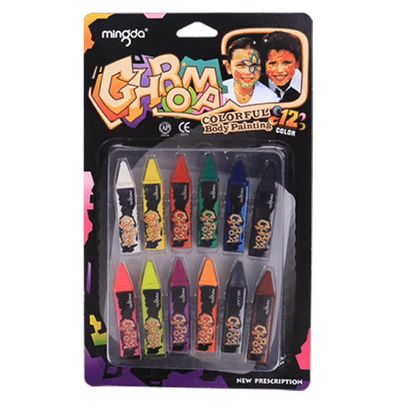 6 Tone 12 Suck Card Fans Face Paint Halloween Makeup Pen Dot DIY Body Painting