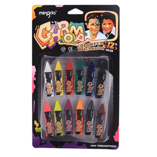 6 Tone 12 Suck Card Fans Face Paint Halloween Makeup Pen Dot DIY Body Painting