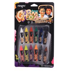 6 Tone 12 Suck Card Fans Face Paint Halloween Makeup Pen Dot DIY Body Painting