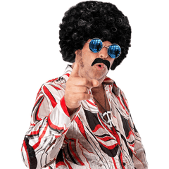 Halloween Carnival Costume Set: Sunglasses, Peace Necklace, Hip Hop Wig