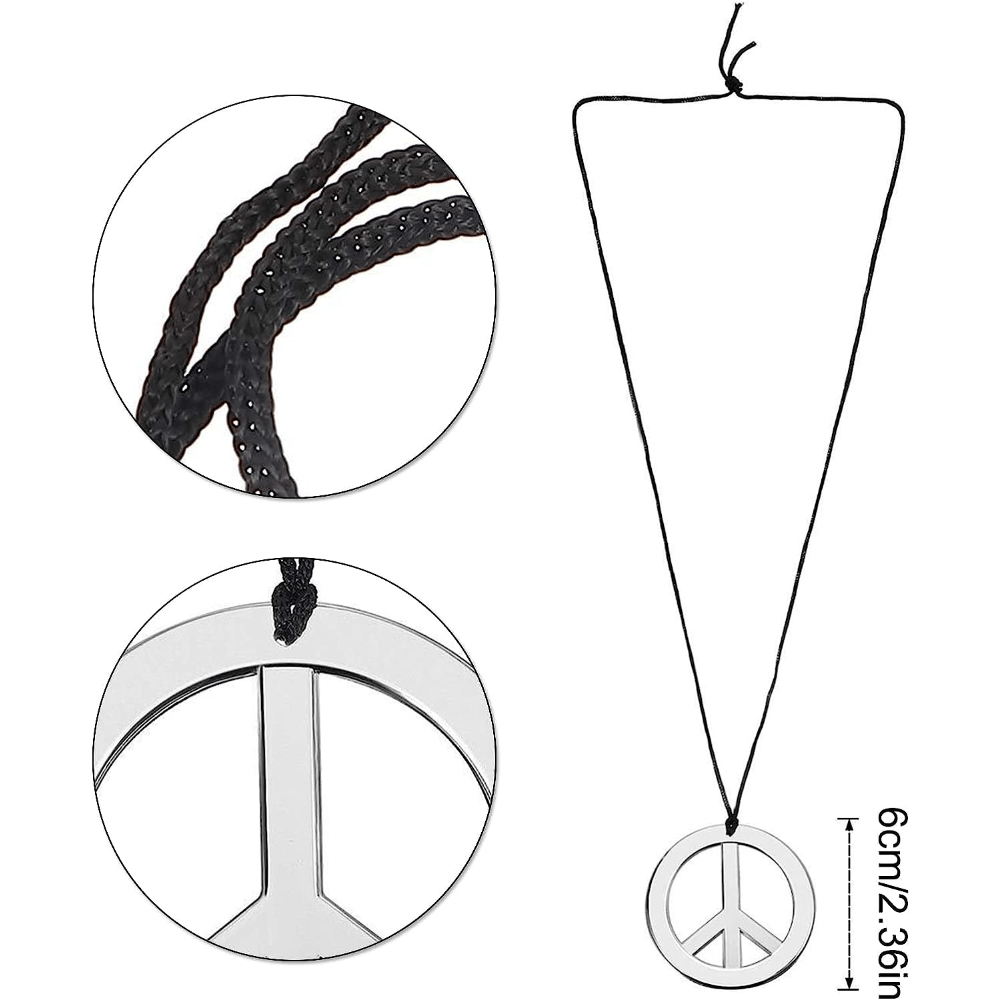 Halloween Carnival Costume Set: Sunglasses, Peace Necklace, Hip Hop Wig