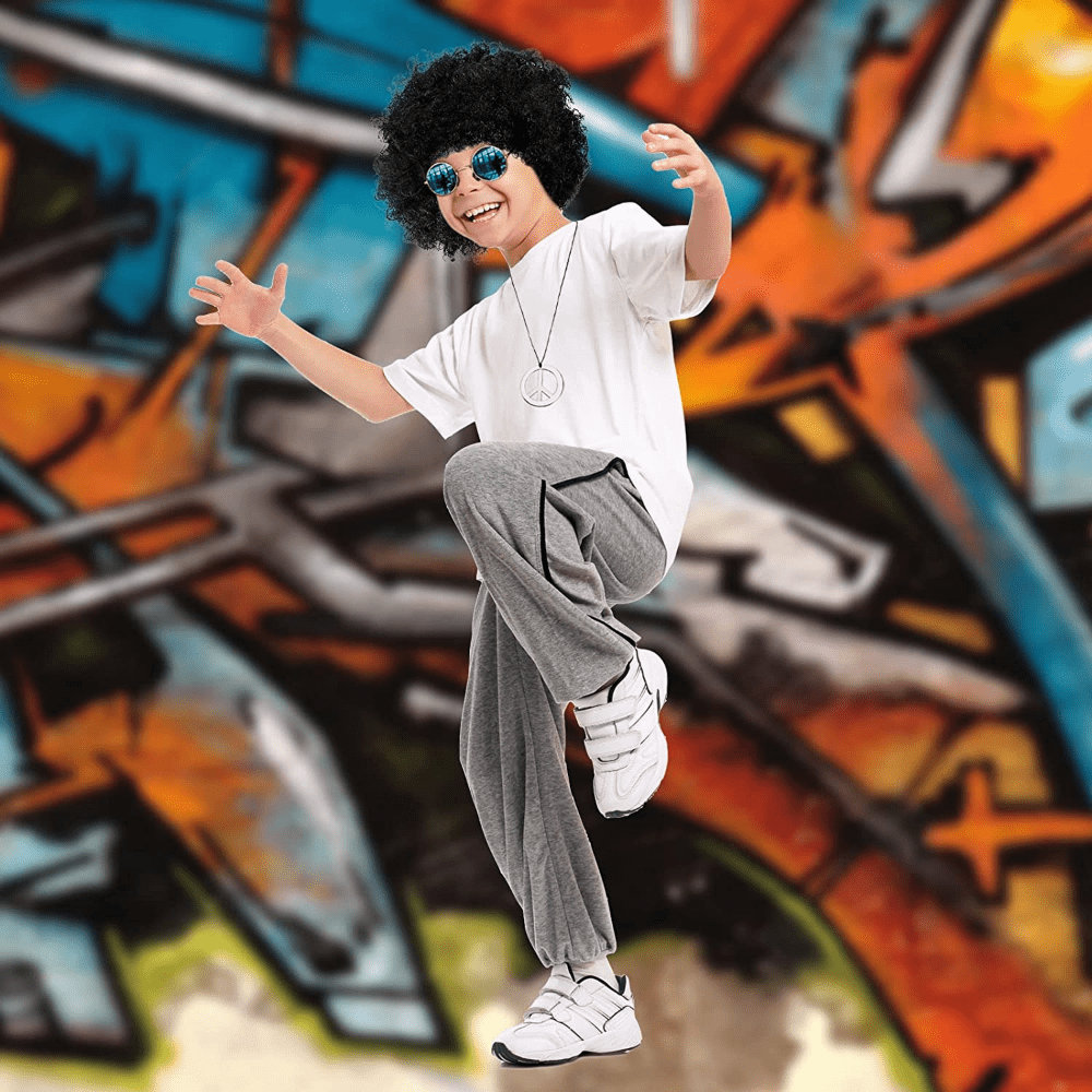Halloween Carnival Costume Set: Sunglasses, Peace Necklace, Hip Hop Wig