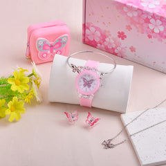 6pcs Butterfly Fans LED Watch Necklace Bracelet Set for Girls
