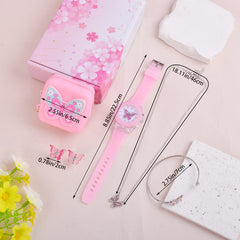 6pcs Butterfly Fans LED Watch Necklace Bracelet Set for Girls