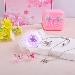 6pcs Butterfly Fans LED Watch Necklace Bracelet Set for Girls