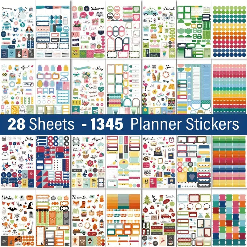 1345pcs Planner Stickers Diary Planning Notes Creative Stickers Kids Teen Adults