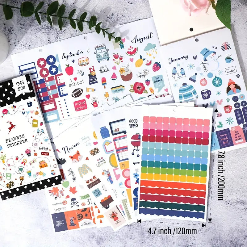 1345pcs Planner Stickers Diary Planning Notes Creative Stickers Kids Teen Adults