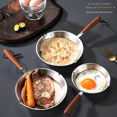 Non Stick Frying Pan with Wood Handle for Gas Stove Top & Induction Cooker