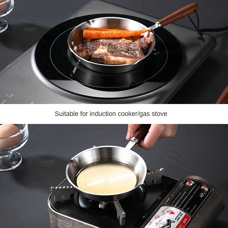 Non Stick Frying Pan with Wood Handle for Gas Stove Top & Induction Cooker