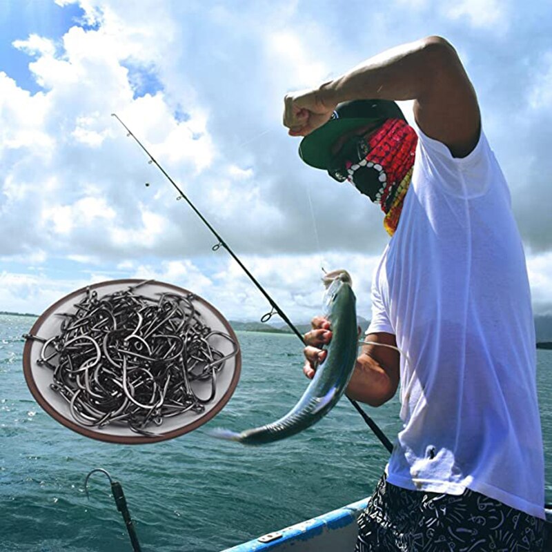 500pcs High Carbon Steel Fishing Hooks Set 10 Sizes Barbed