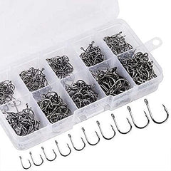 500pcs High Carbon Steel Fishing Hooks Set 10 Sizes Barbed