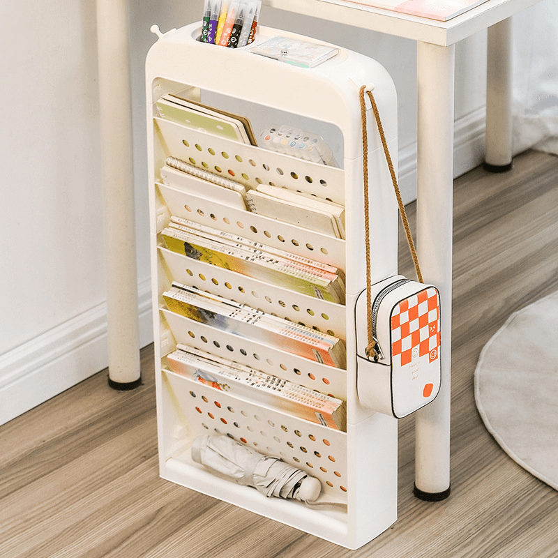 Movable Classroom Bookshelf Desk for Student Learning