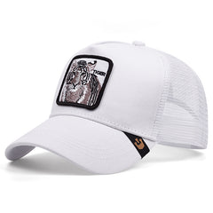 Tiger Embroidery Baseball Cap Mesh Trucker Hat for Men Women