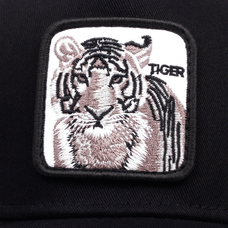 Tiger Embroidery Baseball Cap Mesh Trucker Hat for Men Women