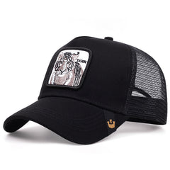 Tiger Embroidery Baseball Cap Mesh Trucker Hat for Men Women