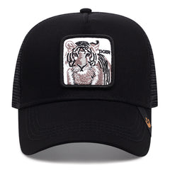 Tiger Embroidery Baseball Cap Mesh Trucker Hat for Men Women