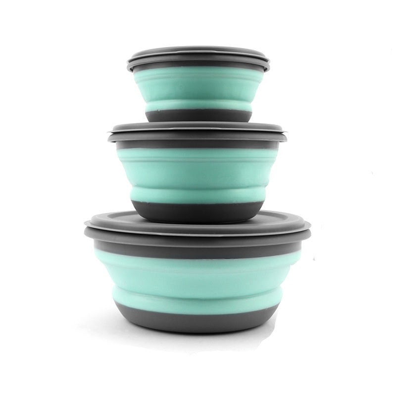 3-Piece Silicone Folding Lunch Box Set - Portable and Perfect for Picnics
