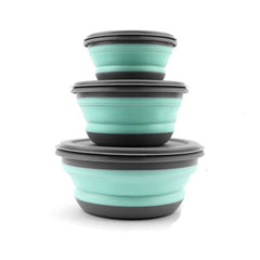 3-Piece Silicone Folding Lunch Box Set - Portable and Perfect for Picnics